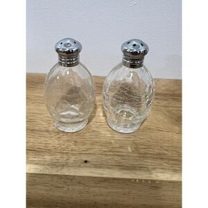 MCM Clear Crackle Glass Salt & Pepper Set